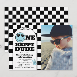 Invitación de cumpleaños número uno de un chico fe