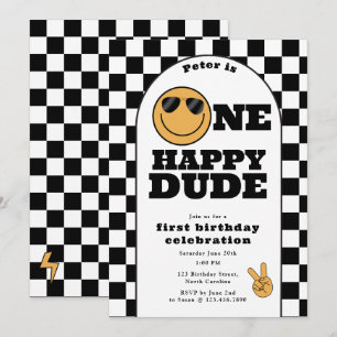 Invitación de cumpleaños número uno de un chico fe