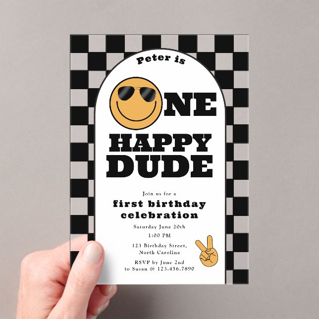 Invitación de cumpleaños número uno de un chico li (Insitu (portátil))