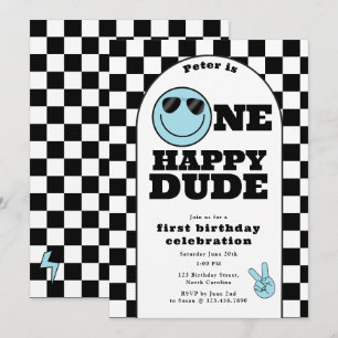 Invitación de cumpleaños número uno de un chico li