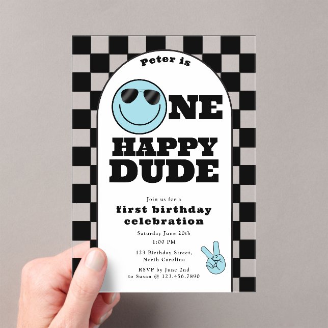 Invitación de cumpleaños número uno de un chico li (Insitu (portátil))