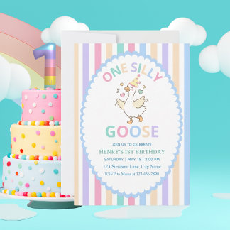 Invitación de cumpleaños número uno de Un Ganso To