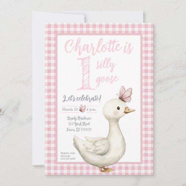 Invitación de cumpleaños número uno de Un Ganso To (Anverso)