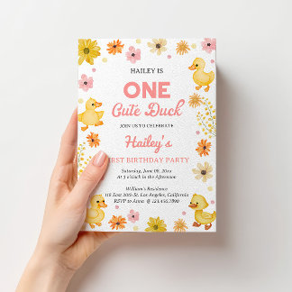 Invitación de cumpleaños número uno de Un Pato Ado