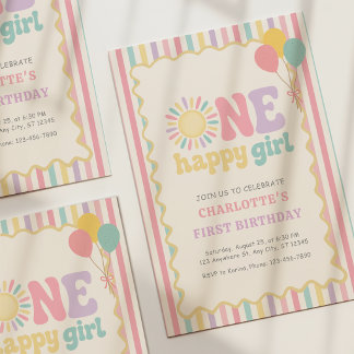 Invitación de cumpleaños número uno de una niña fe