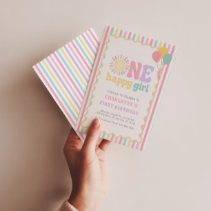 Invitación de cumpleaños número uno de una niña fe