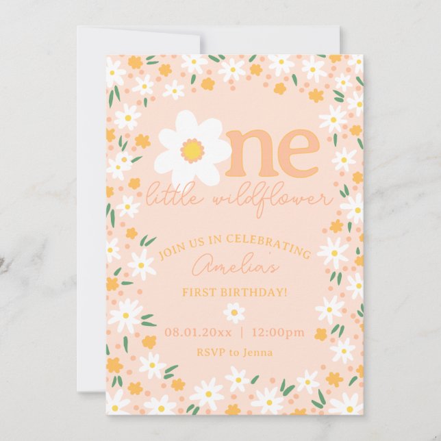 Invitación de cumpleaños número uno de una pequeña (Anverso)