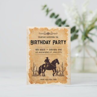 Invitación de cumpleaños número uno de vaquero occ
