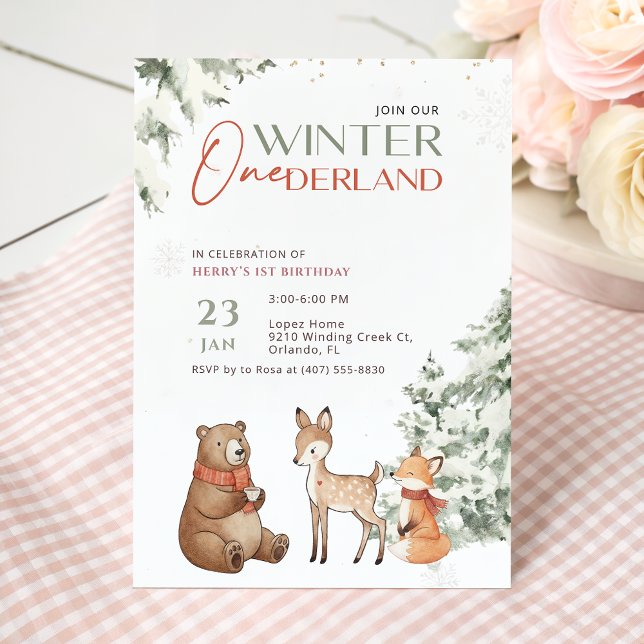 Invitación de cumpleaños número uno de Watercolor  (Subido por el creador)