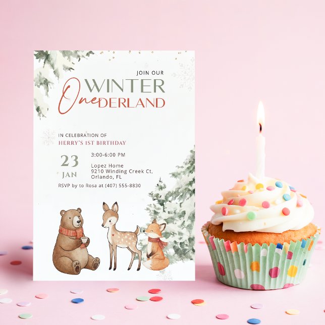 Invitación de cumpleaños número uno de Watercolor  (Subido por el creador)