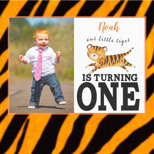 Invitación de cumpleaños número uno de Wild One Ju (Cute Wild One Tiger Birthday Party Invitation. )