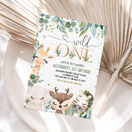 Invitación de cumpleaños número uno de Wild One Ju