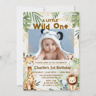 Invitación de cumpleaños número uno de Wild One Sa