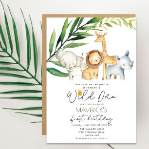 Invitación de cumpleaños número uno de Wild One Sa