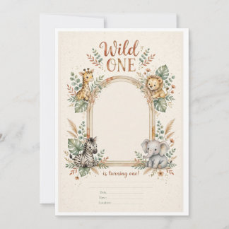 Invitación de cumpleaños número uno de Wild One Sa