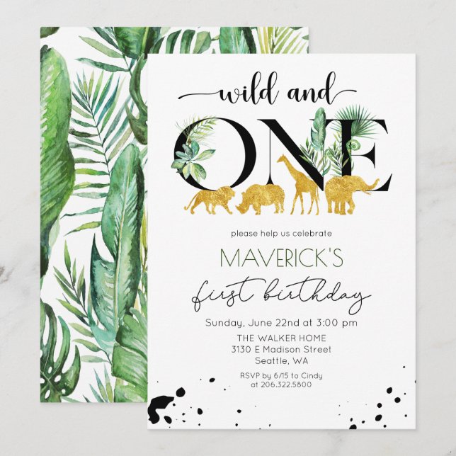 Invitación de cumpleaños número uno de Wild One Sa (Anverso / Reverso)