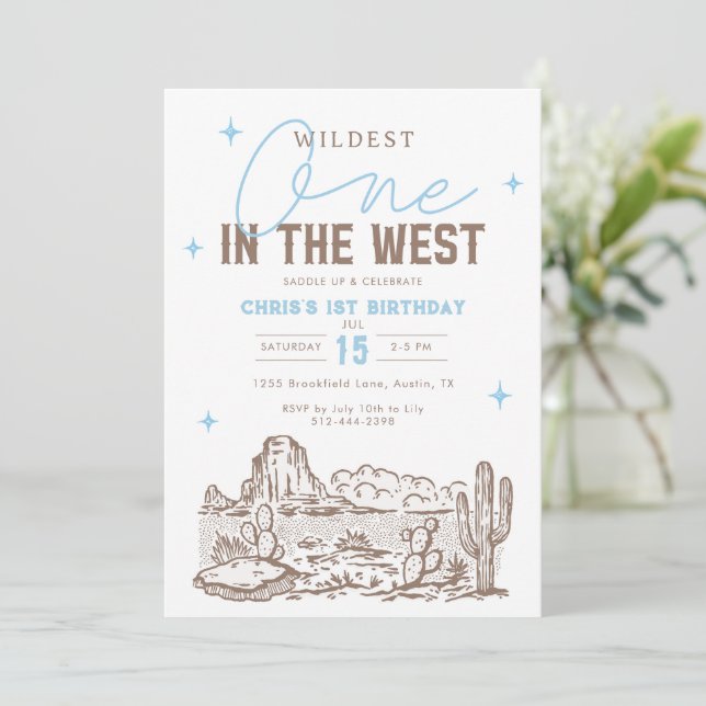 Invitación de cumpleaños número uno de Wildest One (Anverso de pie)