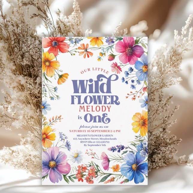 Invitación de cumpleaños número uno de Wildflower  (Subido por el creador)