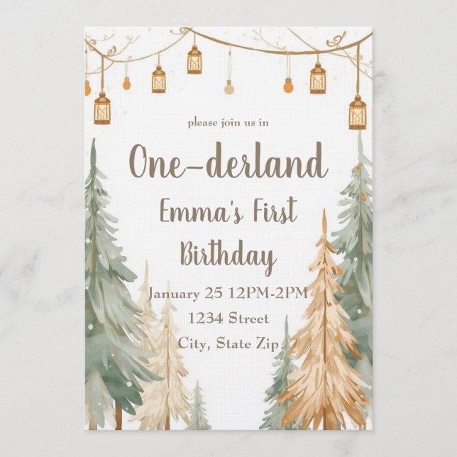 Invitación de cumpleaños número uno de Winter ONE- (Anverso)