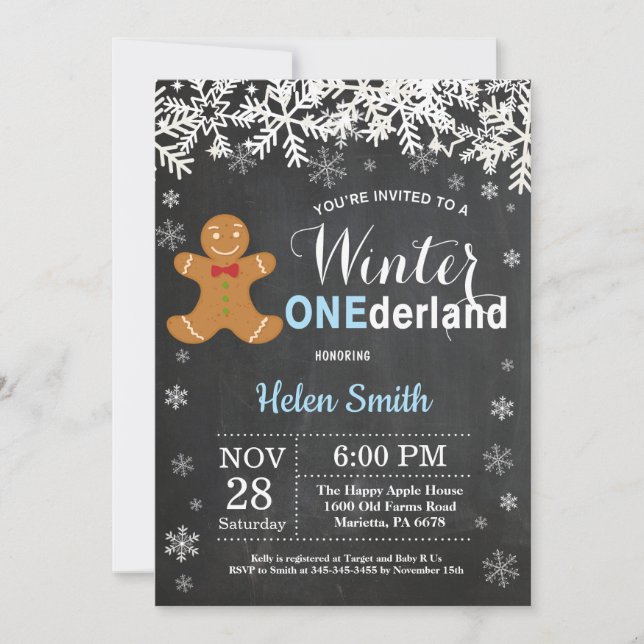 Invitación de cumpleaños número uno de Winter Oned (Anverso)