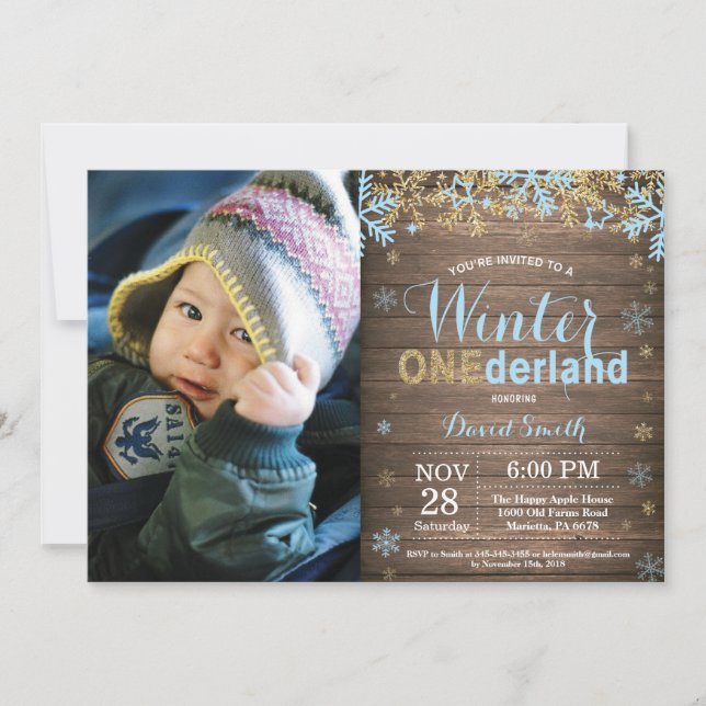 Invitación de cumpleaños número uno de Winter Oned (Anverso)