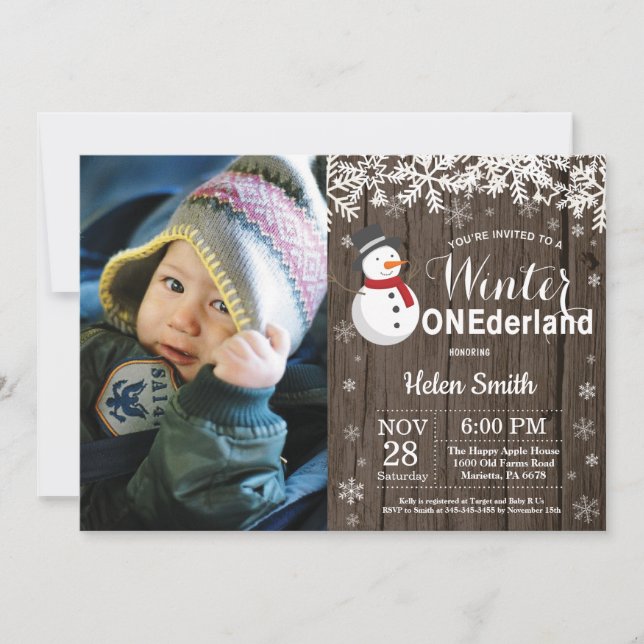 Invitación de cumpleaños número uno de Winter Oned (Anverso)