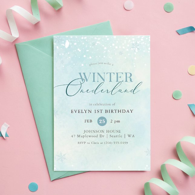 Invitación de cumpleaños número uno de Winter Oned (Subido por el creador)