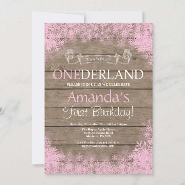 Invitación de cumpleaños número uno de Winter Oned (Anverso)