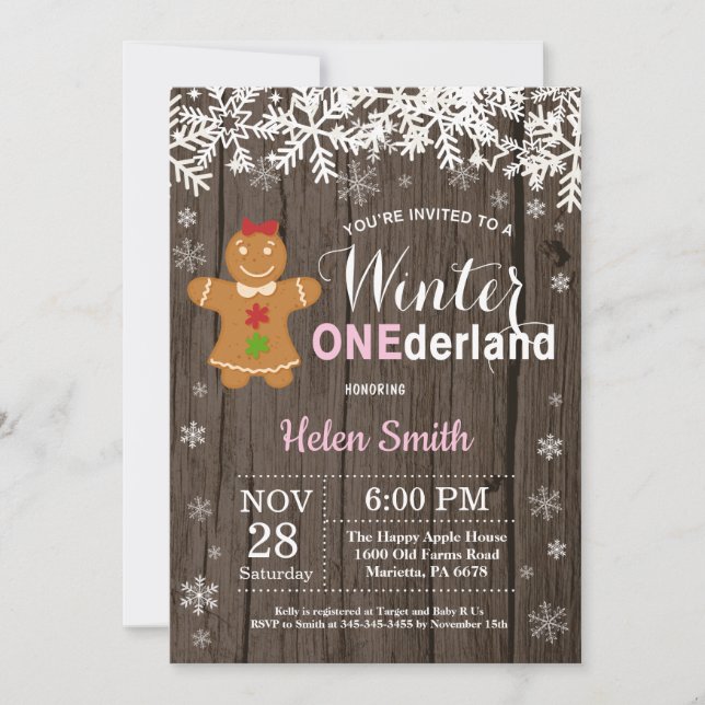 Invitación de cumpleaños número uno de Winter Oned (Anverso)