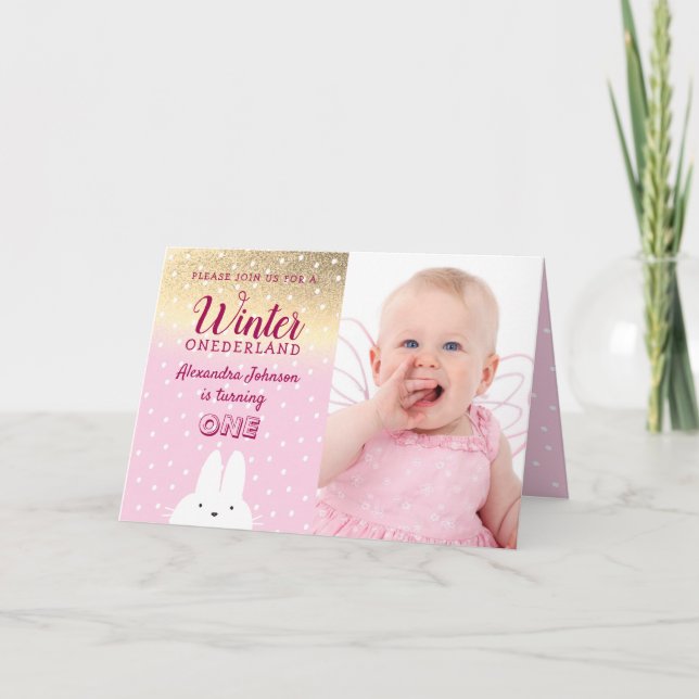 Invitación de cumpleaños número uno de Winter Oned (Anverso)