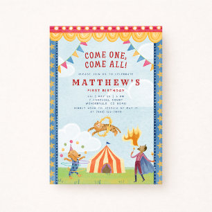 Invitación de cumpleaños número uno del circo de c