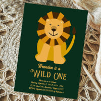 Invitación de cumpleaños número uno del león salva