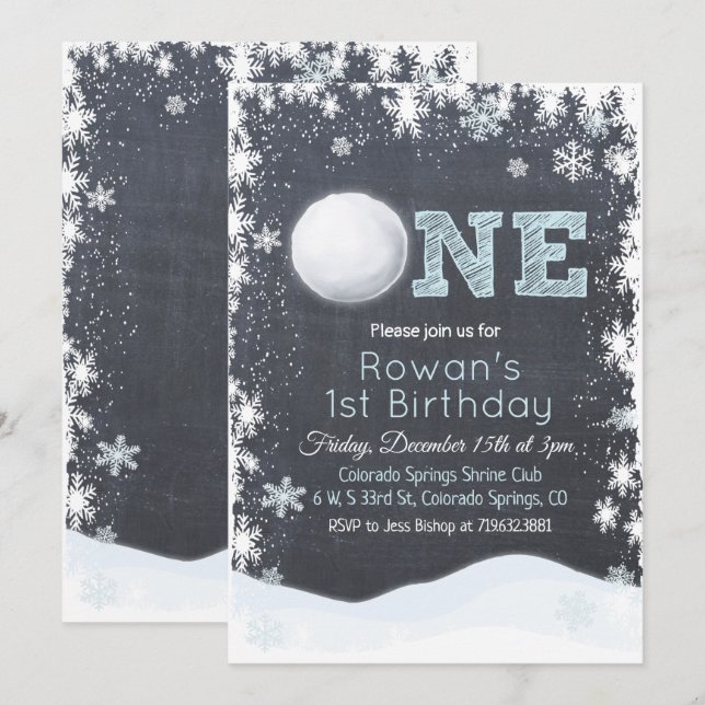 Invitación de cumpleaños número uno del niño de in (Anverso / Reverso)
