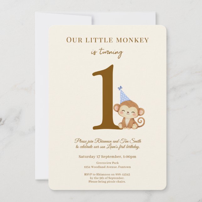 invitación de cumpleaños número uno del pequeño ni (Anverso)