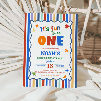 Invitación de cumpleaños número uno divertida para