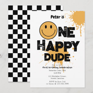 Invitación de cumpleaños número uno feliz tipo Dud