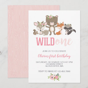 Invitación de cumpleaños número uno floral de anim