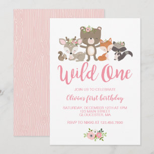 Invitación de cumpleaños número uno floral de anim