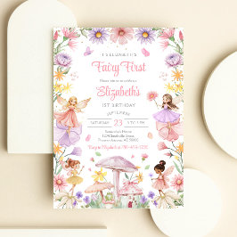 Invitación de cumpleaños número uno floral de niña