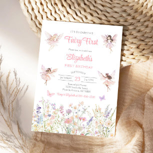 Invitación de cumpleaños número uno floral de niña