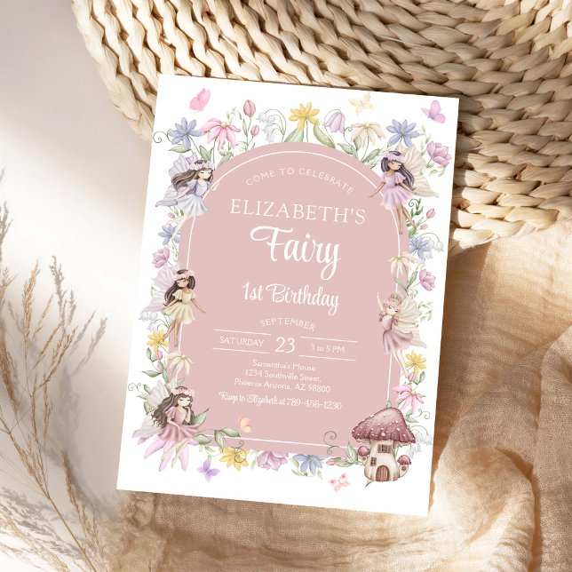 Invitación de cumpleaños número uno floral de niña (Subido por el creador)
