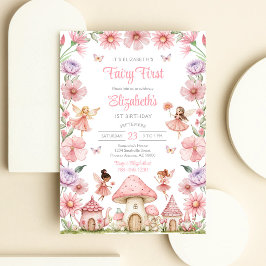Invitación de cumpleaños número uno floral de niña