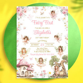 Invitación de cumpleaños número uno floral de niña