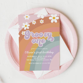Invitación de cumpleaños número uno Groovy One Ret