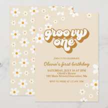 Invitación de cumpleaños número uno Groovy One Ret