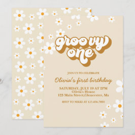 Invitación de cumpleaños número uno Groovy One Ret