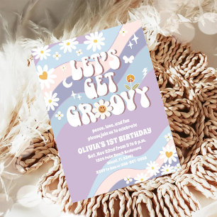 Invitación de cumpleaños número uno Groovy Retro