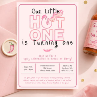 Invitación de cumpleaños número uno Little Hot One