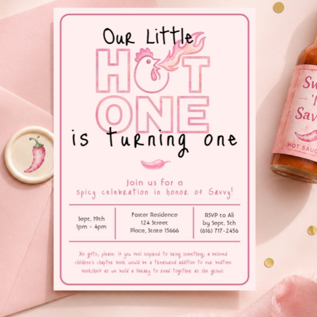 Invitación de cumpleaños número uno Little Hot One (Subido por el creador)