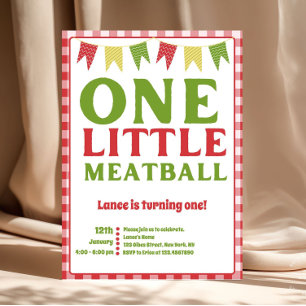 Invitación de cumpleaños número uno Little Meatbal